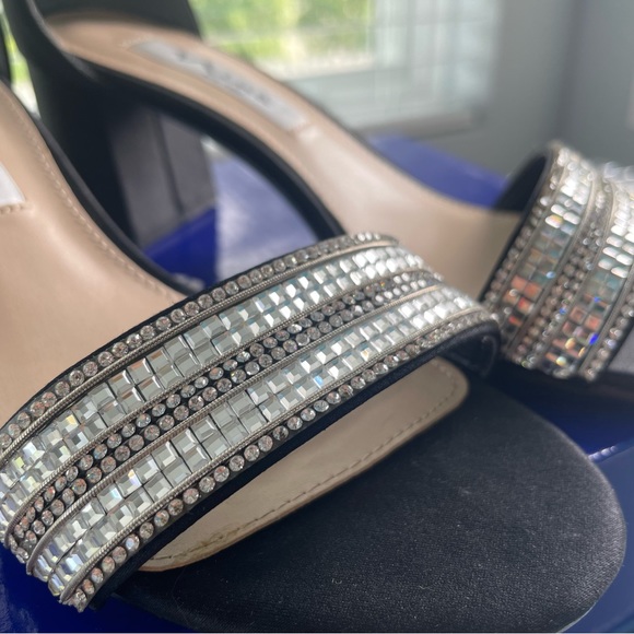 NINA satin sandals with sparking crystals  6.5 - Picture 3 of 11